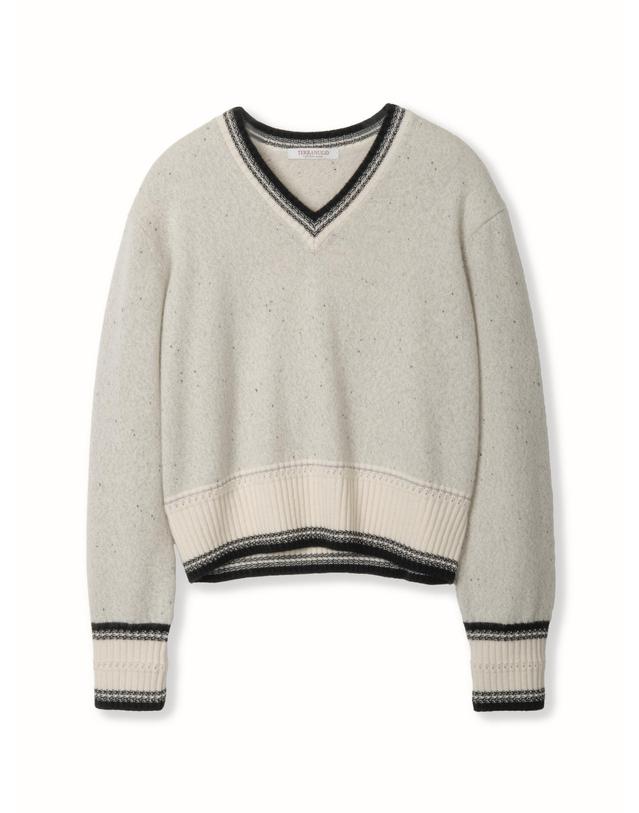 테라누고 cashmere 100% | v-neck crop knit top - Gray 착용컷