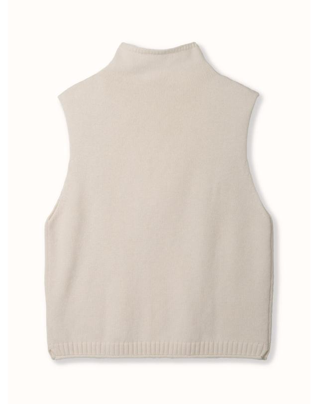 테라누고 cashmere 100% | half-neck knit vest - White 착용컷