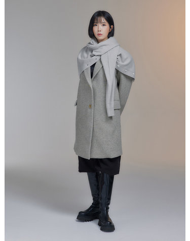 DOULBE LAYER HERRINGBONE SINGLE COAT (GRAY)