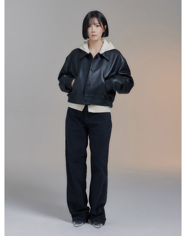 LEATHER CROP JUMPER