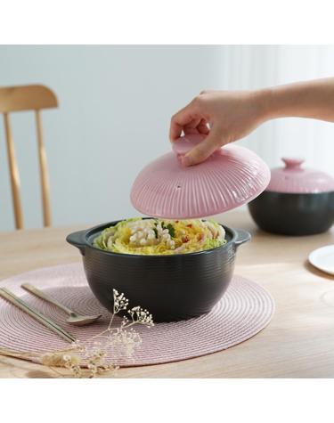 한국도자기리빙 리한 라인팟 무균열 뚝배기 12cm 핑크