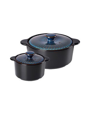 한국도자기리빙 리한 클램팟 무균열 뚝배기 2종세트 (12cm+18cm) 오션블루