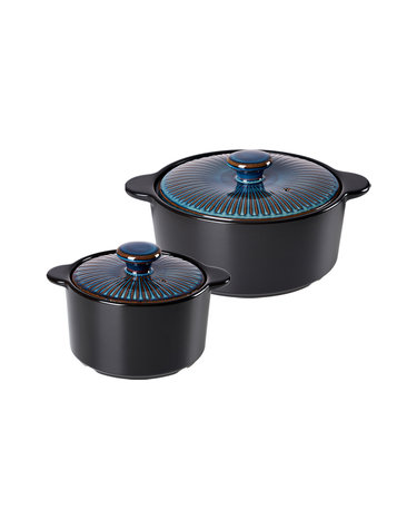 한국도자기리빙 리한 클램팟 무균열 뚝배기 2종세트 (12cm+16cm) 오션블루
