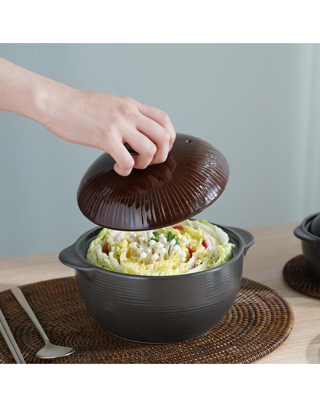 리한 한국도자기리빙 리한 라인팟 무균열 뚝배기 16cm 브라운 착용컷
