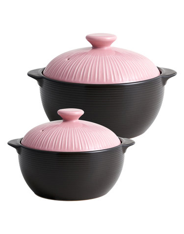 한국도자기리빙 리한 라인팟 무균열 뚝배기 2종세트 (12cm+16cm) 핑크