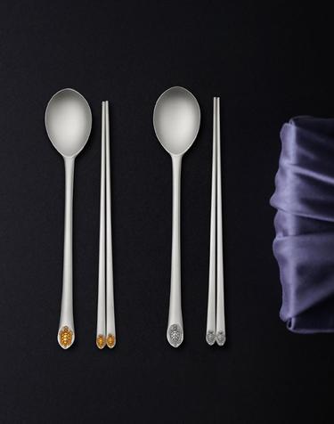 [각인서비스] 한국도자기 리한 장수 거북 금부 예단 은수저 1인 2인 세트 (은99%/1벌112.5g) + 비단포장/기프트백
