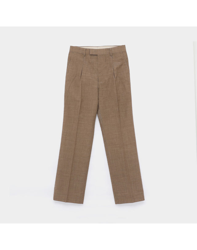 오라리 오라리 트로피컬 울 키드 모헤어 원턱 남성 슬랙스 A25SP02WM BROWN CHECK 착용컷