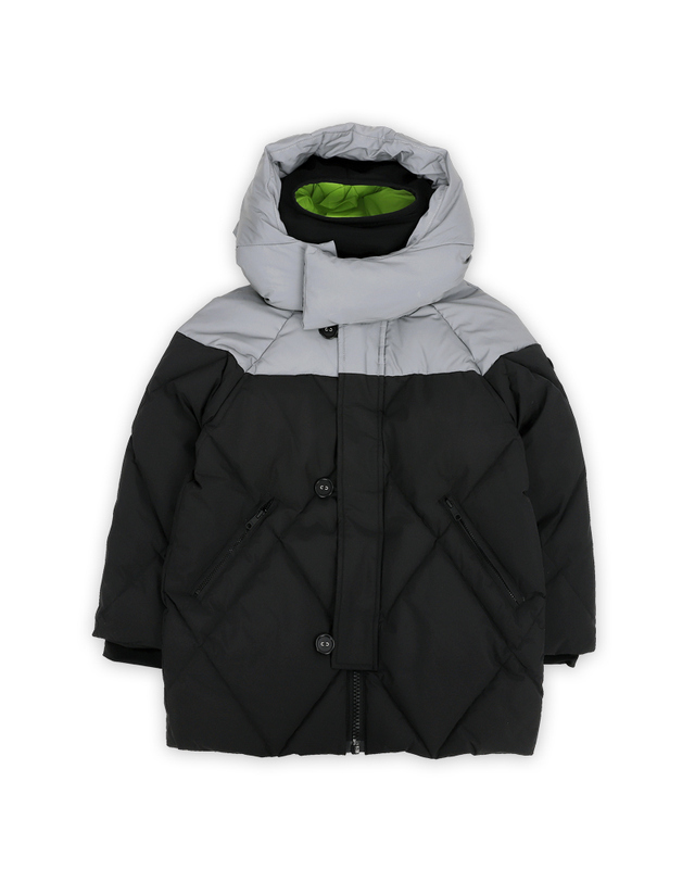 라이더스 온더 스톰 23 F/W AI라이더스 키즈 고글후드 컬러블록 패딩 자켓(그레이/블랙) CK664BTACR3 90 착용컷