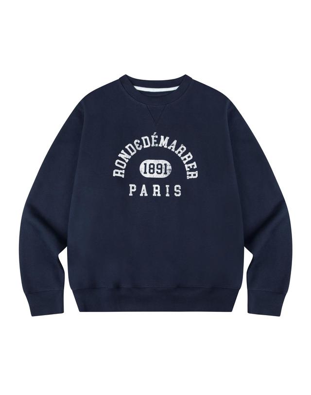 론앤디마리 [남녀공용] PARIS 1891 컬리지 그래픽 맨투맨 (네이비) 착용컷
