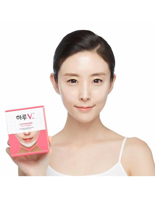 하루브이 하루V브이 리프팅밴드 얼굴 마사지 브이라인 땡기미 팔자주름 이중턱 마사지기구 착용컷
