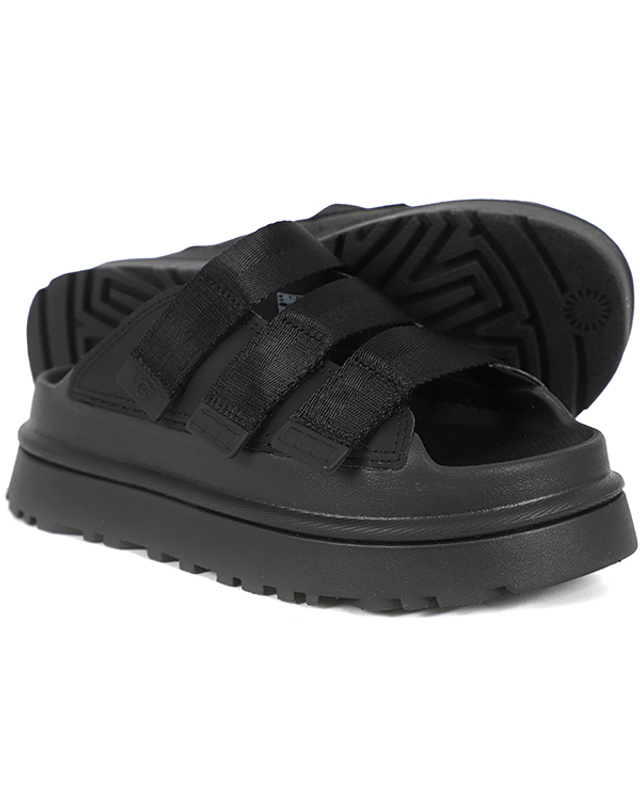 어그 어그 UGG 여성 스트랩 슬리퍼 골든글로우 슬라이드 (1167430-BLK) 착용컷