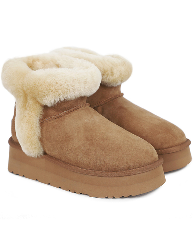 오즈웨어 오즈어그웨어 여성 미니 양털 부츠 UGG 메이브 플랫폼 (OUW229P-CHESTNUT) 착용컷