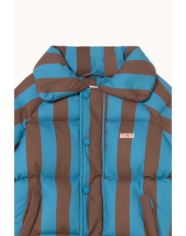 타이니코튼 타이니코튼 26FW 아동 패딩 자켓 BLUE-CACAO STRIPES SHORT PADDED JACKET AW26-045-U01 착용컷