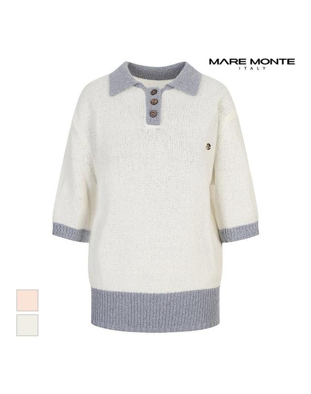 마레몬떼 [마레몬떼] 배색카라 디자인니트_M244MKT19D0 착용컷