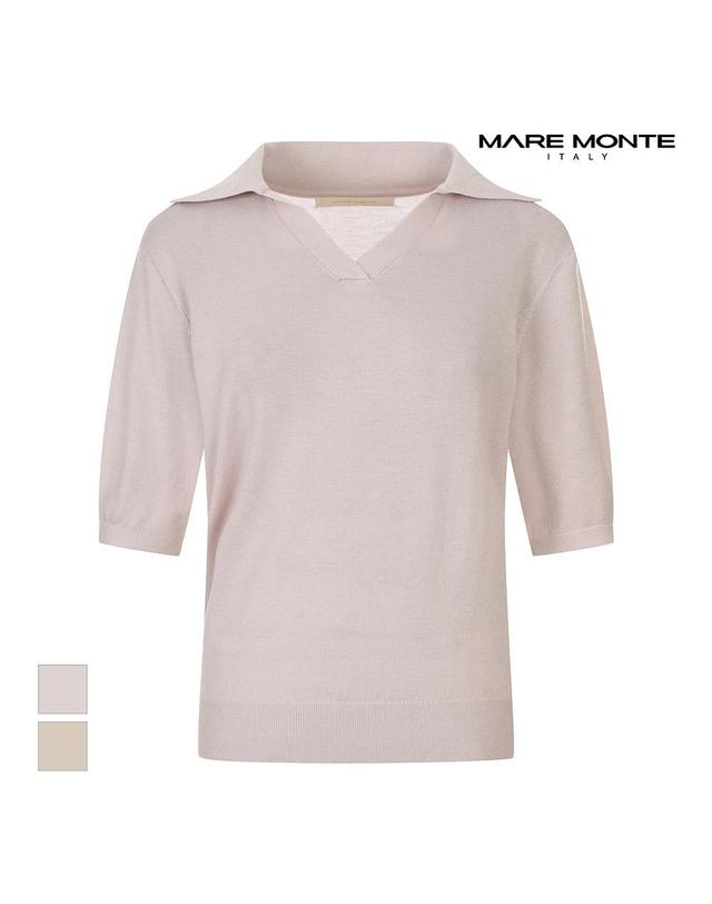 마레몬떼 [마레몬떼] 반팔 카라 펄 니트_M248MKT43P0 착용컷