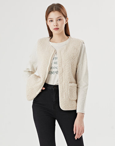 데일리 라운드 미니 양털 집업 베스트 (DO3VW010A)