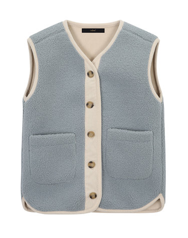 뽀글이 골지 배색 투포켓 데일리 여성 베스트 (DO3VW017A)