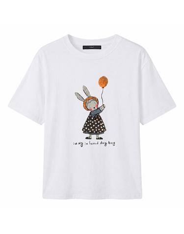 래빗 프린팅 루즈핏 반팔 티셔츠 (DQ3LW001A)
