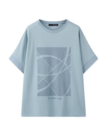 스트라이프 패턴 가오리핏 반팔 티셔츠 (XQ2LW056L0)