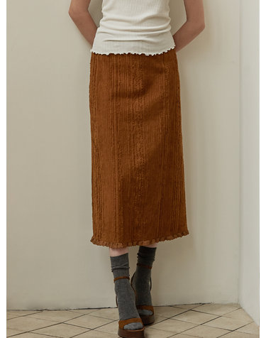 Fringe lace frill skirt - Olive Brown