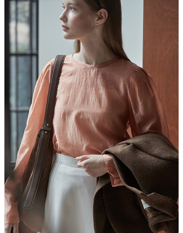 Sheer volume blouse - Salmon buff