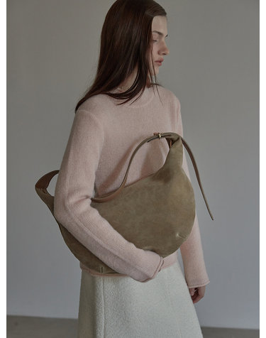 Real suede hobo bag - Sand beige