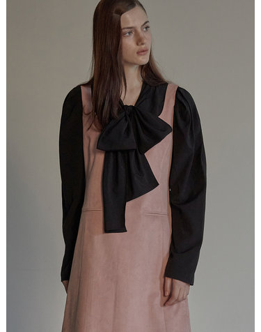 Ribbon point scarf blouse - Black