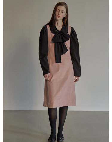 Suede sleeveless dress - Coral pink