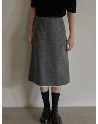Lace detail A line skirt - Charcoal
