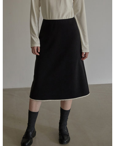 Lace detail A line skirt - Black