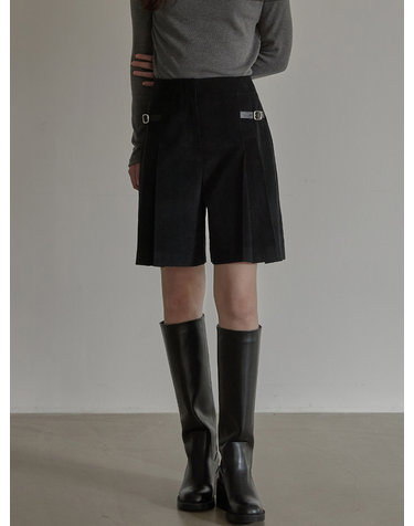 Corduroy skirt pants - Black