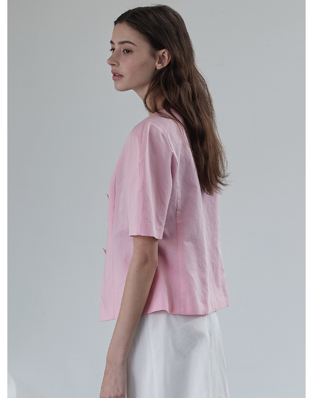 비뮤즈맨션 Rounded sleeve jacket - Pink 착용컷
