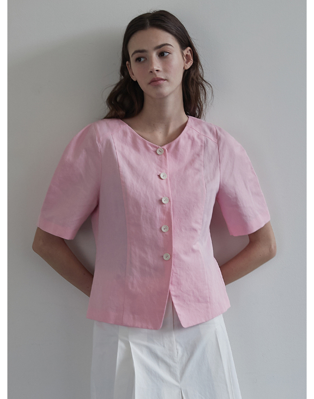 비뮤즈맨션 Rounded sleeve jacket - Pink 착용컷