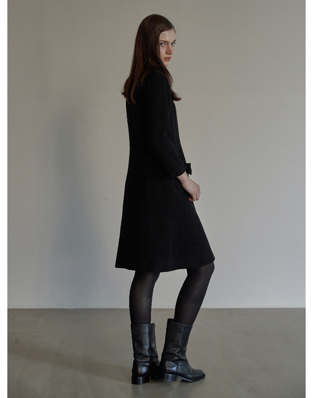 비뮤즈맨션 Ribbon point tweed dress - Black 착용컷
