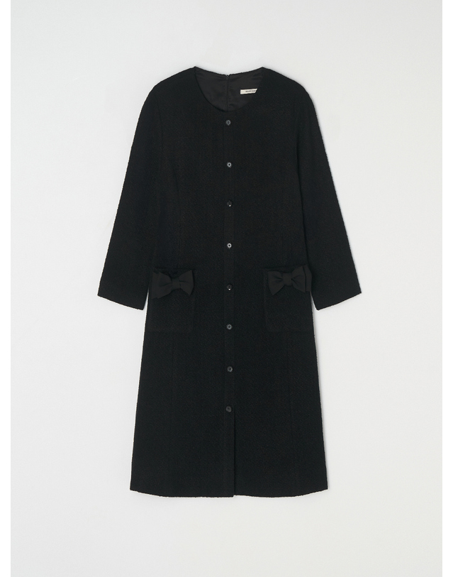 비뮤즈맨션 Ribbon point tweed dress - Black 착용컷