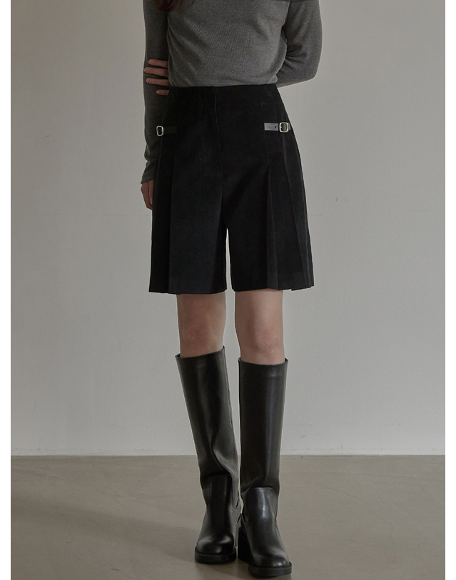 비뮤즈맨션 Corduroy skirt pants - Navy 착용컷