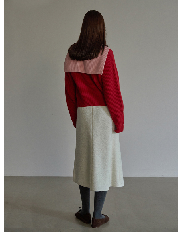 비뮤즈맨션 Sailor collar double cardigan - Red 착용컷
