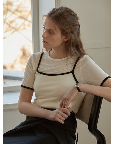 Combination layered t shirt set - Ivory