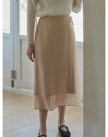Sheer wrap skirt - Peach beige