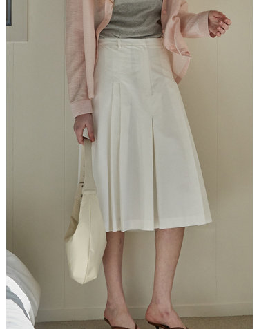 Front pleats detail skirt - Off white