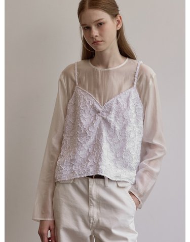 Jacquard bustier blouse - Ivory