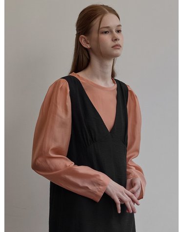 Sheer volume blouse - Salmon buff