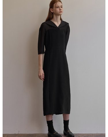 Sailor shirt layered dress - Black