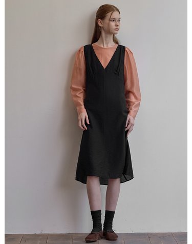 V-neck layered dress - Black