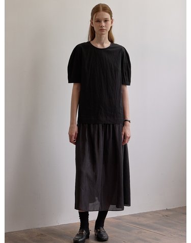 Curved sleeve maxi dress - Black