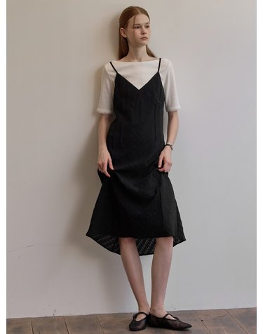 Bias check layered dress - Black