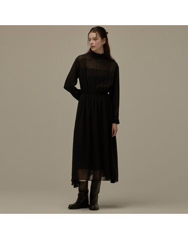 Sheer long dress - Black