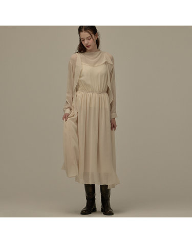 Sheer long dress - Beige