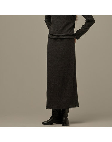 Lace detail H-line skirt - Charcoal
