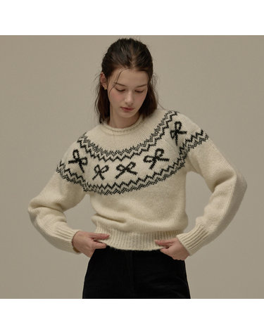 Ribbon nordic knit - Ivory